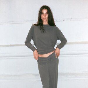 Zara Jewel Draped Back Top Gray Size M